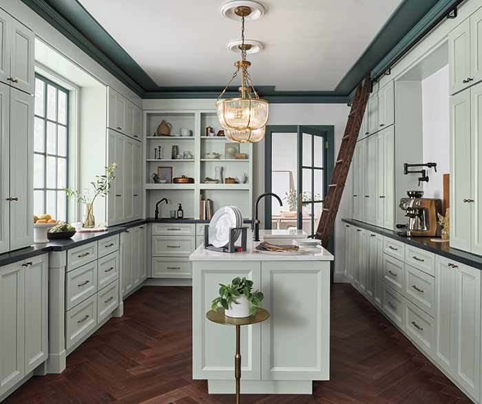 Butler's Pantry with Blue-Gray Cabinetry