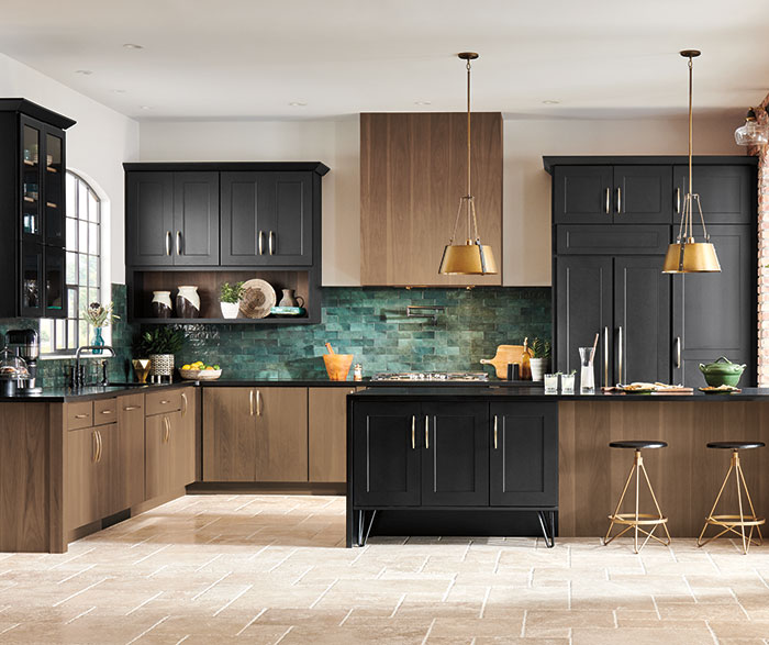 transitional walnut maple kitchen cabinets
